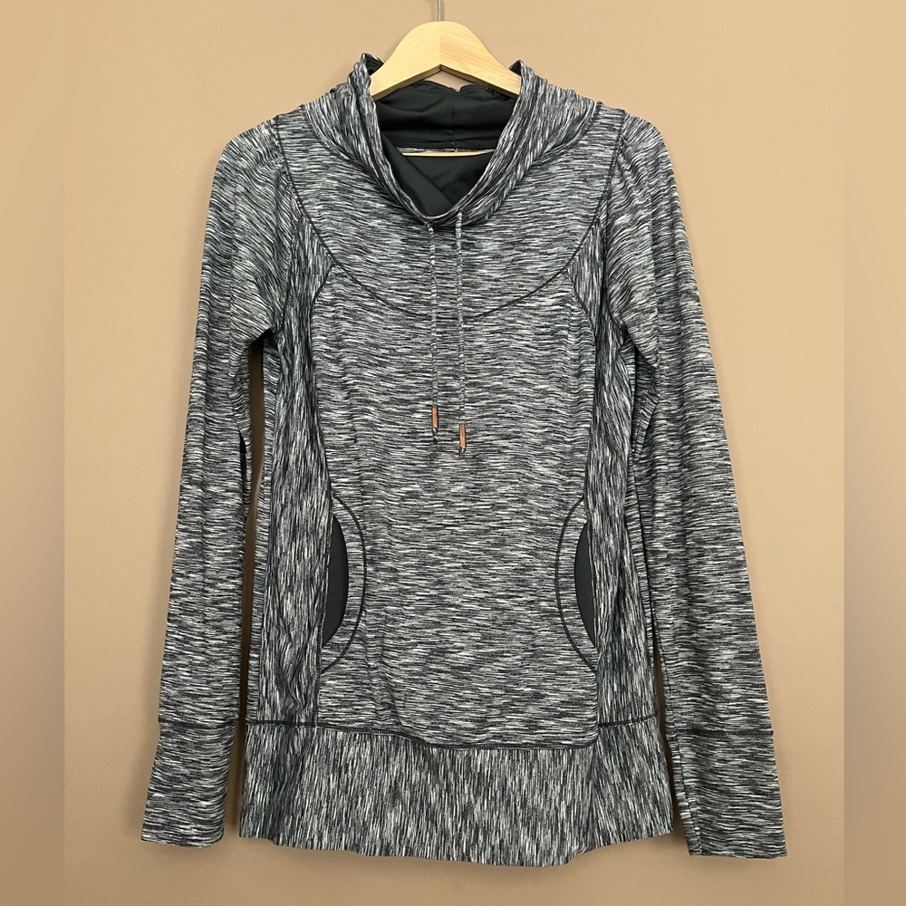 {Prana} Cowl Neck Long Sleeve Pullover in Spacedye Grey - Womens Medium